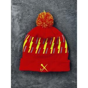 Nike Hat Beanie O/S Cross Regionals NXR Logo'd Beanie Neon Orange Yellow Pom Pom